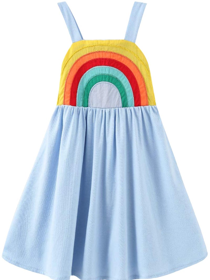 Frogwill Toddler Girls Fifties Summer Dress Blue Rainbow 2-7Y (4T, Purple) - Image 1